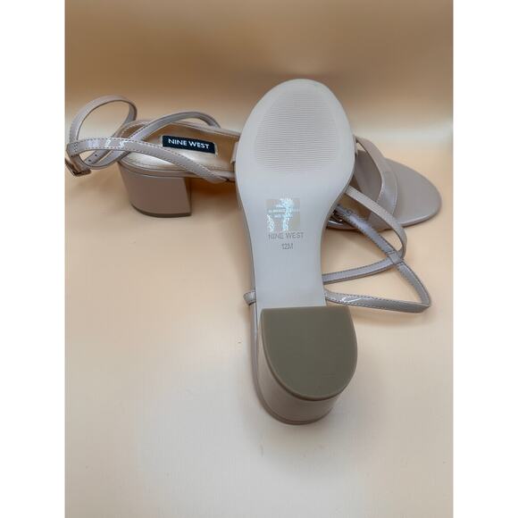 Nine West Tan Patent Block Heel Sandals Size 12M - Picture 3 of 4